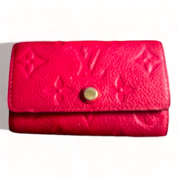 LOUIS VUITTON Monogram 6 Key Multicles Holder Empreinte Leather Red - Picture 1 of 6